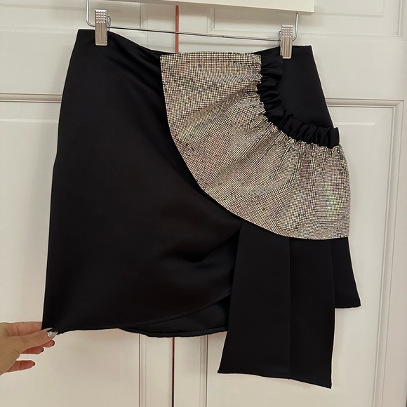 Delfi Collective Black Satin and Crystal Benny Skirt - Picture 12 of 13